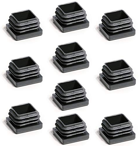 Enkotrade 10 Stück Lamellenstopfen für Vierkantrohre, 25x25 mm, Rohrabdeckung aus hochwertigem Polyethylen Kunststoff, Stopfen, Endstopfen, Kappen, Gleiter | Rohrstopfen Quadratisch