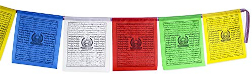 Flaglink Colorful Buddhist Prayer Flag 12x14 - 25 Flags 27 Feet - Colorful Kong Kim Mantra Prayer Senki Wind Horse Buddhist Ceremony Tibet Lung Ta Banner