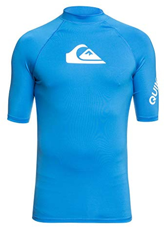 Quiksilver Men's All Time Rashguard Maillot de Surf À Manches Courtes Protection Solaire UPF 50 Rash Guard Shirt, Blithe, L
