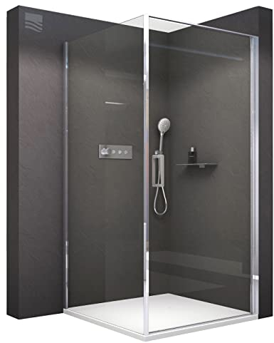 BERNSTEIN Duschkabine 100x90cm Höhe 195cm Eckdusche Fronteinstieg Duschabtrennung NT416 mit Rahmen mit Hebe- Senktür und Schwallschutzleiste, 8 mm ESG Sicherheitsglas in Klarglas mit Nano