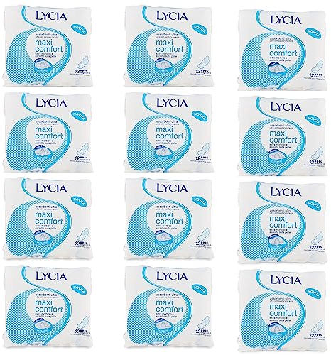 12 Stück Lycia Binden extra lang mit Flügeln MAXI COMFORT 12 Stück [144 Absorbent]