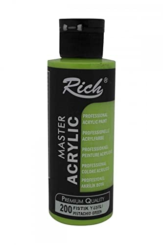 Rich Master Acrylfarbe 120 cc – Pistaziengrün, Hochwertige Wasserbasierte Acrylfarbe, Hohe Deckkraft, Halbmatte Oberfläche, Ideal für Künstler, DIY-Projekte und Dekorationen