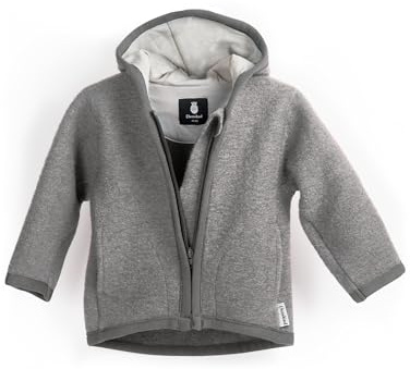 Ehrenkind® Walkjacke Grau Gr. 110/116 | Jacke für Kind aus Merino Schurwolle mit Reißverschluss | Walk Jacke für Baby
