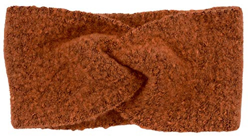 styleBREAKER Damen Feinstrick Stirnband Meliert Twist Knoten, Cognac | 21 cm Bundweite (elastisch dehnbar für Kopfumfang bis 61 cm), 11 cm breit, schützender Ohrenwärmer gegen Kälte im Winter.