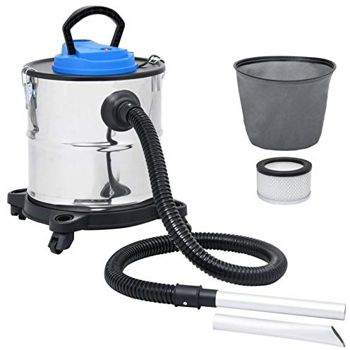 Festnight Aspiracenere con Filtro HEPA 1200 W 20 L in Acciaio Inox, Aspirapolvere Canister Argento