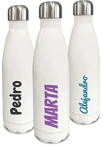 LolaPix Botella de Agua. Botella Personalizada con Nombre. Botella Acero Inoxidable. Botella termica de Doble Capa. Libre de BPA, filatos y Metales Pesados. Capacidad 500ml