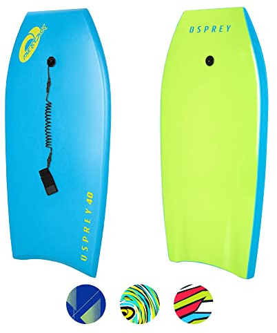 Osprey 40” Bodyboard for Teens and Adults, Lightweight Deck Boogie Board with Leash, Durable Core for Surfing & Bodysurfing, Dark Blue