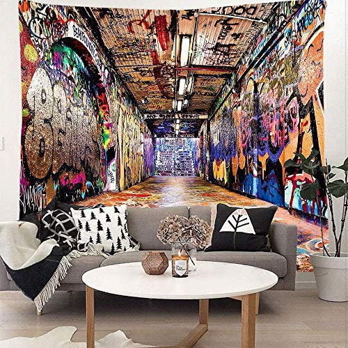 Tapisserie Künstlerische Wand Tapisserie Straße Tapisserie Urban Grunge Hip Hop Funk Design Hintergrund Vorhang Tischdecke Schlafzimmer Zimmer Wohnkultur Geschenk 51X59 Zoll
