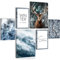 Novart Wandbilder Set Hirsch Natur Winter Wald - KEIN EXTRA RAHMEN BENÖTIGT - Modern Deko - Wohnzimmer Schlafzimmer Flur N001463a