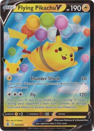 Pokémon Sammlerkarte Flying Pikachu V 006/025 Celebrations, Einzelkarte