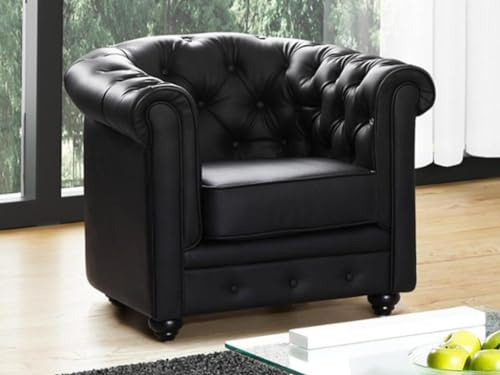 Vente-unique SillÛn de Simili Chesterfield - Negro