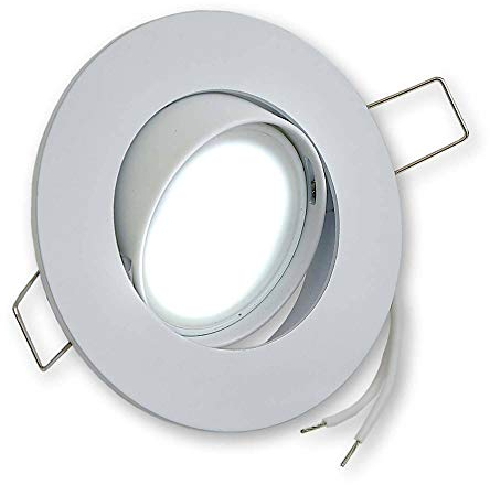 LED Einbaustrahler weiß rund 7 Watt neutralweiß 12V flach, schwenkbar - MR16 Einbauleuchte 75-80mm Bohrloch - Einbau-Spot Decken-Strahler Deckeneinbaustrahler Deckenspot