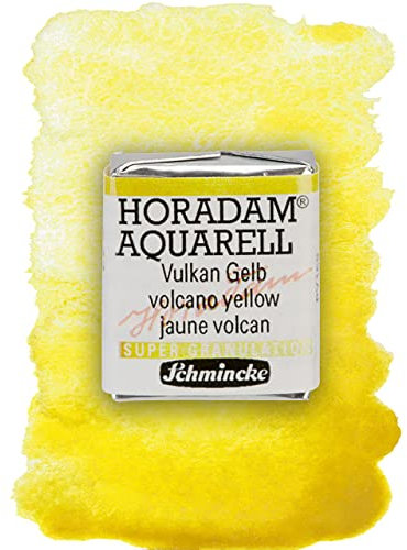 Schmincke – HORADAM® AQUARELL, Super Granulation, 14 911 044 Vulkan Gelb, 1/2 Näpfchen, sehr stark granulierende Farbtöne, feinste, supergranulierende Aquarellfarben