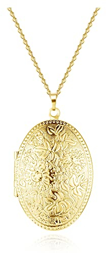 Zysta Vintage Charms Medaillon Kette für Foto Bilder Oval Anhänger zum öffnen Kupfer Amulett für Damen Mädchen Herren (#2)