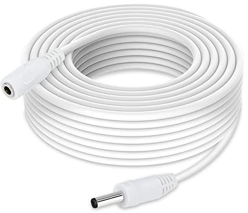 5 Meter CCTV 2.1 x 5.5mm DC 12V Power Extension Cable Male to Female, Power Supply Adapter Extender Cord for CCTV Security Cameras, DVRs, LED Strips, Routers WHITE