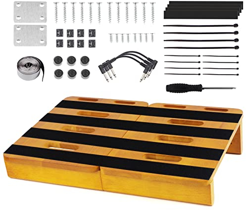 Pedalboard, Holz-Gitarren-Effektpedalboard, 43,9 x 30 cm, abnehmbar und leicht zu tragen, mit Kabelversorgung, Pedalboard-Set, Gitarrenzubehör (abnehmbar)