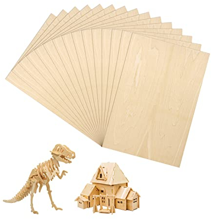 MIAHART 2mm 1/12 x 4 x 6 Inch Basswood Sheets 15 Pack Unfinished Wood Boards Thin Wood Sheets Plywood Board for DIY Project, Crafts, Mini House Building Architectural Model Making