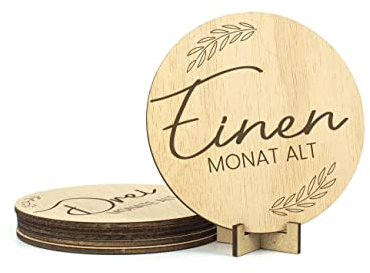 CONTRAXT Meilensteinkarten Baby aus Holz. schwangerschaft und meilensteine karten (Monate)