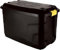 Pluto Packaging Heavy Duty Large Indoor Outdoor Black Storage Trunks With Wheels & Yellow Handles Large Container Boxes (145 Litre (With Wheels), 2 Storage Boxes)