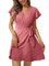 Aokosor Summer Dresses for Women V Neck Dress Ladies Mini Ruffle Sleeve Dress Elegant Pink Size 14-16