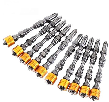 10PCS 1/4 Hex Shank Double End PH2 Magnetic Screwdriver Bit Set, 65mm/110mm Anti-Slip Screwdriver Bits with Magnetic Ring for Electric Screw Driver (65mm)