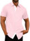 Meilicloth Herren Hemd Kurzarm Freizeithemd Businesshemd Kurzärmliges Sommerhemd Herrenhemden Kurz Casual Regular Fit Kurzarmhemd Bügelleichte Oberteile Männer Modern Slim Fit Rosa L