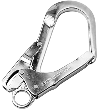SCDD 25 kN Kletter-Karabiner, Silber, Metall, D-Form, non-locking, 56 mm, 110 x 220 mm, für Klettern, Gerüste, hohe Arbeit, Bodenentkommen, Erkunden, Abseilen, Bergsteigen
