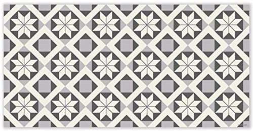 mubusi Tapis Vinyle du Sol Cuisine Salon - Différentes Tailles - (Sud Gris 90x180 cm)