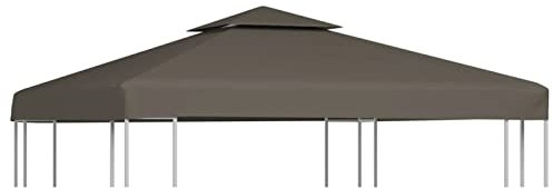 Pavillon-Dachplane mit Kaminabzug, BULANED Ersatzdach Pavillon, Dach Für Pavillon, Pavillondach, 310 g/m² 3x3 m Taupe