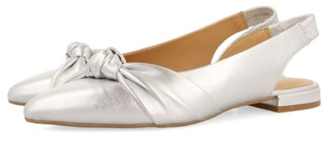 GIOSEPPO Bailarinas DESTALONADAS DE Piel Color Plata con Detalle DE Nudo para Mujer IBALLE