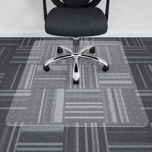 HOMEK Office Chair Mat for Carpet Floors, 90 x 120cm (36'' x 48'') Transparent Office Mat for Low Pile Carpets - Rectangle