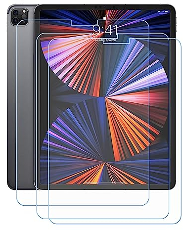 3 Pezzi Pellicola Vetro Temperato per Apple iPad PRO 12.9 2021, Pellicola Protettiva AntiGraffio Senza Bolle Pellicole Protettive Protezione per Schermo per Apple iPad PRO 12.9 2021 (12,9).