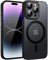 KPPIT for iPhone 14 Pro max case Compatible with MagSafe,Translucent Matte Back Camera Lens Full Protection Slim Shockproof Phone Cover,Magnetic Case for iPhone 14 Pro max 6.7-Black