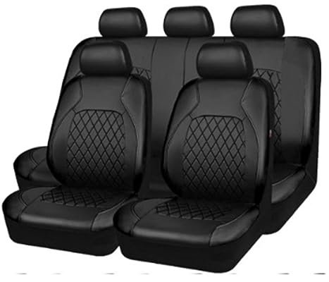 Leder Autositzbezüge Sets für Peugeot 206 CC 2D / 207 CC WD Coupé Cabrio 2001 2002 2003 2004 2005 2006 2007 2008 2009-2015, Allwetter Wasserdicht, Bequem Sitzkissen Innenraum Zubehör,Black