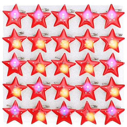 Broche à LED, 25 Pièces en Forme D'étoile à Cinq Pointes Broche à LED de Noël Pin Badge Broche LED Lumineuse Broche Mignon Dessin Animé Halloween LED Broches pour Enfants Cadeau Party Favors