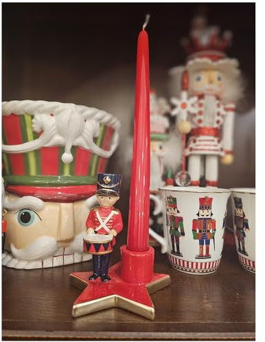 Formano Weihnachtskerzenhalter, Kerzenständer mit Keramik-Nussknacker-Soldat D10 cm