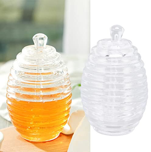 LIZEALUCKY Crystal Honey Jar, Transparent Bee Shape Honey Pot with Stirring Rod, 15 cm (L) x 9 cm (H), Whimsical Style, Honey Jar