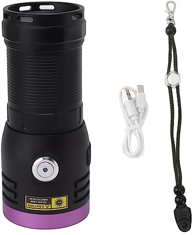 flexman Linterna UV Luz Negra, Linterna UV Recargable 80 W, Luz Negra, Linterna UV LED 4 Núcleos de 365 NM para Curación Resina Fluorescente Mineral Orina Mascotas