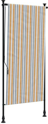 vidaXL Außenrollo, Senkrechtmarkise mit Kurbel, Einziehbar Sichtschutz für Terrasse Balkon, Sonnenschutzrollo, Gelb Weiß 100x270cm Stoff Stahl