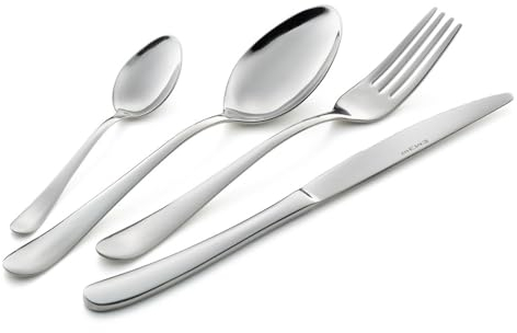 Eme P13SCR/10 Servizio Posate 6 Coltello 6 Forchetta 6 Cucchiaio 6 Cucchiaino Confezione Salvaspazio, 24 Pezzi, Finitura Lucida, Decoro Charme, Nichel Free, 2.5 mm