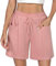 Demegimi Pantaloncini Sportivi Running Donna a Vita Alta Pantaloncini Donna Palestra in Cotone Estivi con Tasche per Fitness Yoga Jogging(Nero,L)
