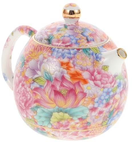 Amosfun Tetera De Cerámica Tetera Floral De Porcelana De Hueso Tetera De Porcelana Tetera De Té Suelta Pequeña De Japonés Chino Vintage Para Oficina En