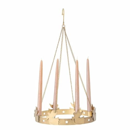 Bloomingville Elmir Adventskerzenständer in der Farbe Gold aus Metall, für 4 Stabkerzen geeignet, Durchmesser: 30cm, Höhe: 55cm