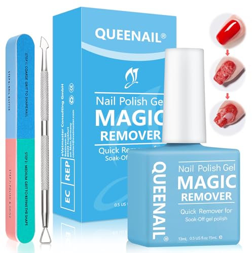 15ML Nail Polish Remover, Gel Nail Polish Remover, Professional Gel Remover for Nails,with Nail File & Nail Polish Scraper, Quick & Easy Polish Remover Doesn't Hurt Nails