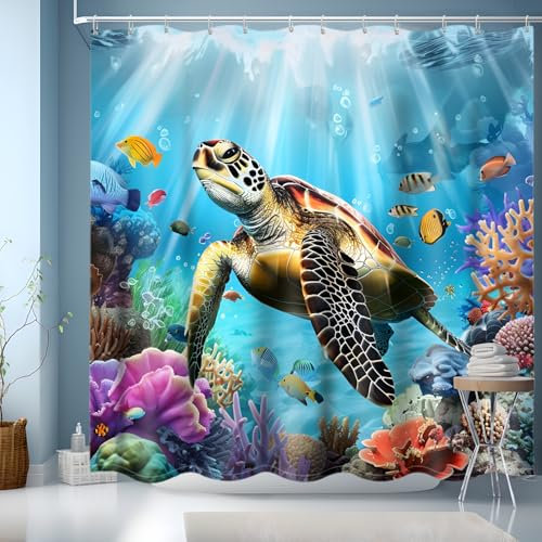 JINGYOU Rideau Douche 200x200,Rideaux de Douche Polyester Lavable en Machine,Rideau Douche Bleu Rideau Baignoire pour Salle de Bains avec Ourlet Inférieur Lesté et 12 Crochets