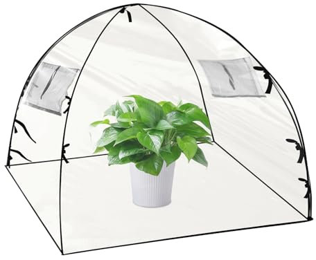 LEKEFETO Mini serre transparente, petite tente d'hivernage pour plantes, balcon, petite serre, tente d'hiver, pour protéger les plantes et les fleurs, 56 x 56 x 56 cm