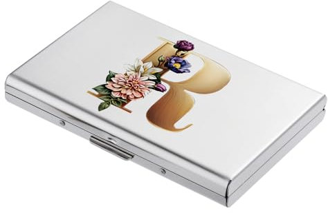 BONSYL® Porte Cartes de Crédit, Portefeuille Fin en Métal avec Blocage RFID, Design Tendance et Motifs Artistiques, pour Homme et Femme. (6 Cartes/Argent/R)