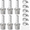 Josaton Stainless Steel Barb Hose Fitting 3/8” BSP Male x 3/8” Barb (10mm), Hose Connector with Hose Clamp 6 Set Pipe Fitting for Air Water Fuel