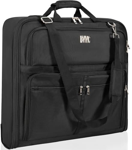 IBVIVIC 41-Zoll Faltbare Garment Bag Reise Anzug Tasche große Kapazität (mit Schultergurt) für 3 Anzüge knitterfrei, 2-in-1 Hanging Duffel Bag, Männer und Frauen Business Travel Bag (schwarz)