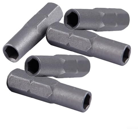 5 x 6,35 mm Sechskantschaft auf 4 mm Steckschlüsseleinsatz, Elektro-Schraubendreher-Bit-Adapter, grau